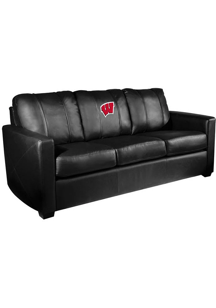Black Wisconsin Badgers Faux Leather Sofa