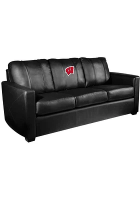 Black Wisconsin Badgers Faux Leather Sofa