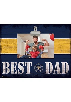 Milwaukee Brewers Best Dad Striped Clip Picture Frame