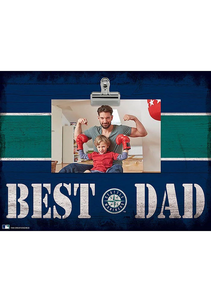 Seattle Mariners Best Dad Striped Clip Picture Frame