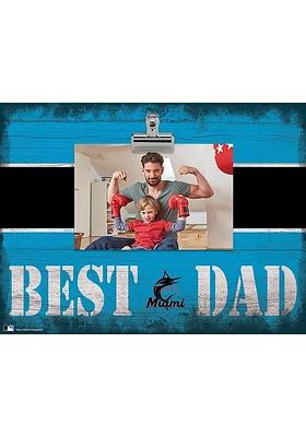 Miami Marlins Best Dad Striped Clip Picture Frame