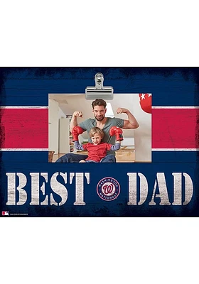 Washington Nationals Best Dad Striped Clip Picture Frame
