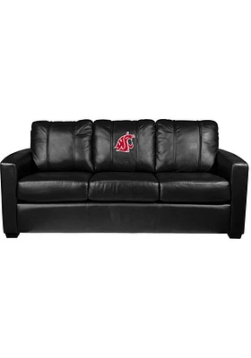 Washington State Cougars Faux Leather Sofa - Black
