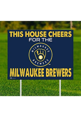 Milwaukee Brewers This House Cheers For Yard Sign - Navy Blue
