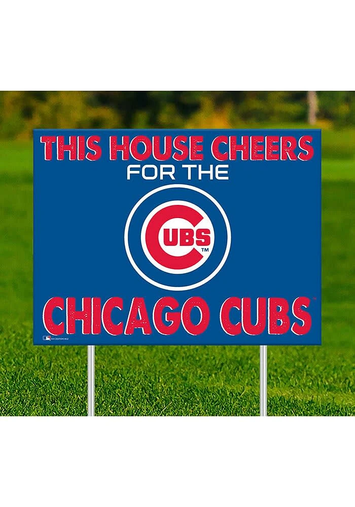 Chicago Cubs This House Cheers For Yard Sign - Blue