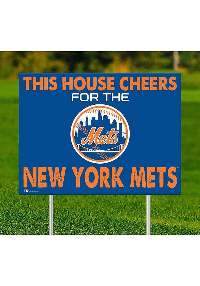 New York Mets This House Cheers For Yard Sign - Blue
