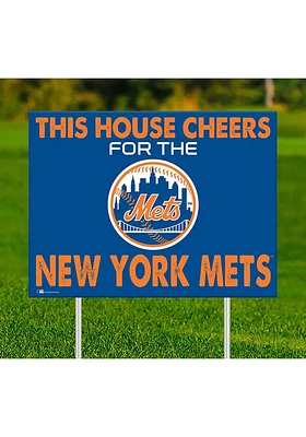 New York Mets This House Cheers For Yard Sign - Blue