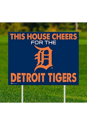 Detroit Tigers This House Cheers For Yard Sign - Navy Blue