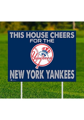 New York Yankees This House Cheers For Yard Sign - Blue