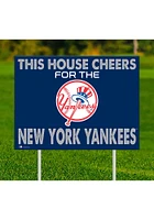 New York Yankees This House Cheers For Yard Sign - Blue
