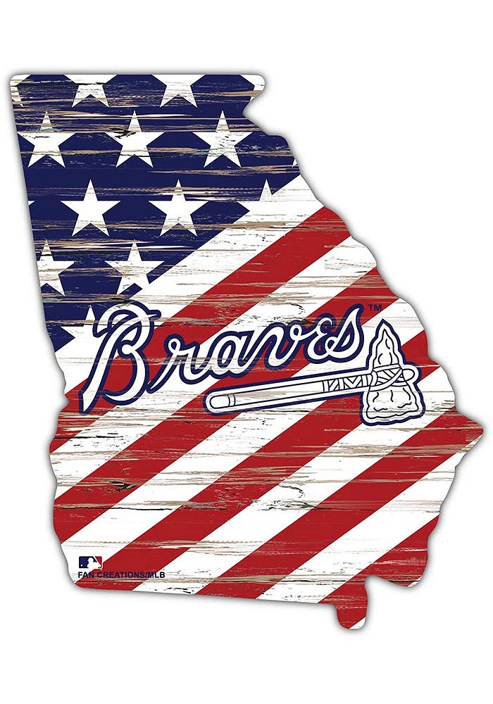 Atlanta Braves 12 Inch USA State Cutout Sign - Blue