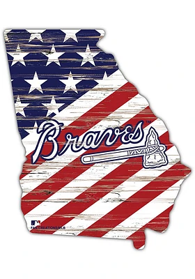 Atlanta Braves 12 Inch USA State Cutout Sign - Blue