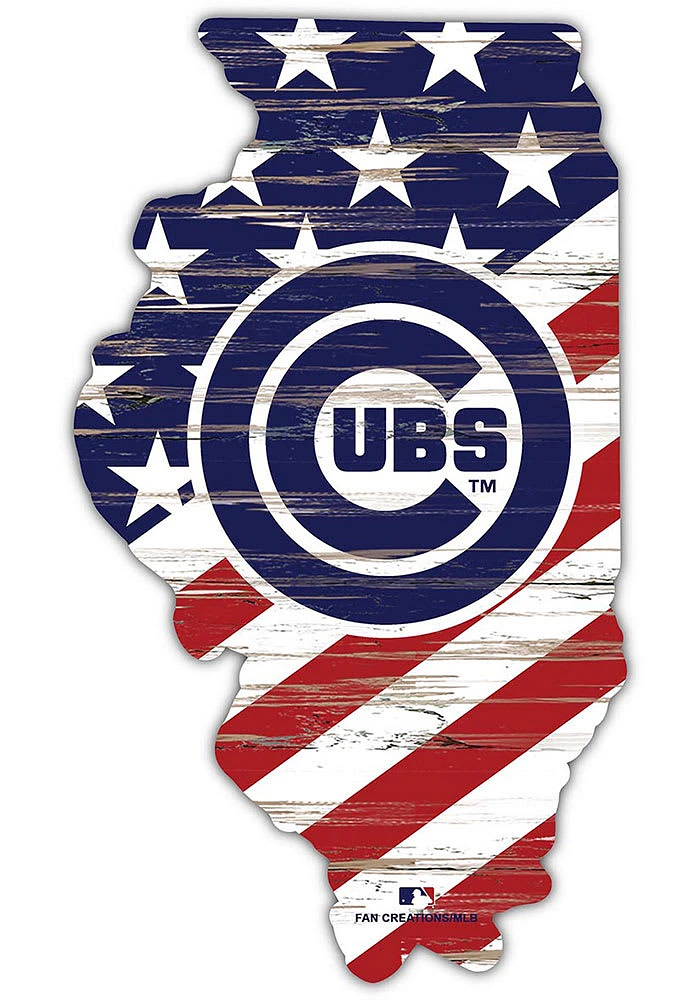 Chicago Cubs 12 Inch USA State Cutout Sign