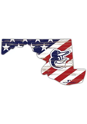Baltimore Orioles 12 Inch USA State Cutout Sign - Orange
