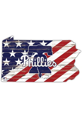 Philadelphia Phillies 12 Inch USA State Cutout Sign