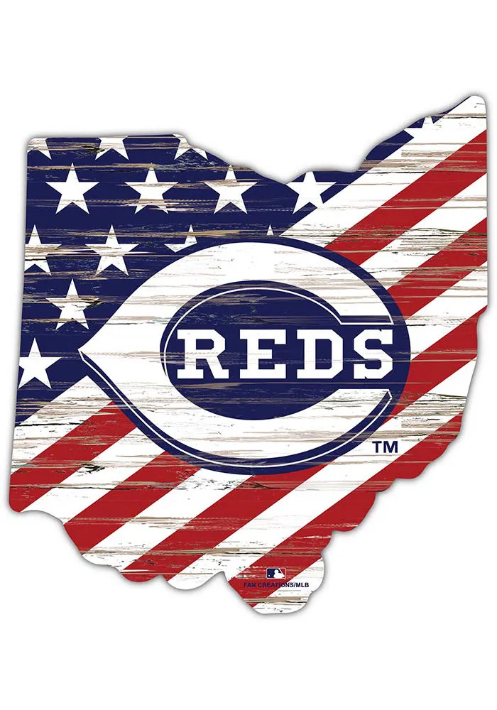 Cincinnati Reds 12 Inch USA State Cutout Sign