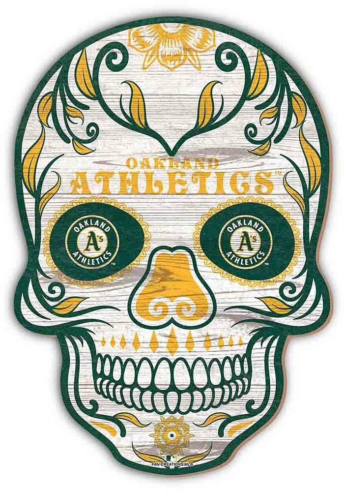 Oakland Athletics 12 Inch Sugar Skull Sign