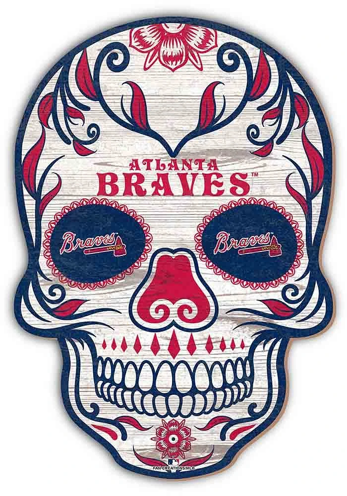 Atlanta Braves 12 Inch Sugar Skull Sign