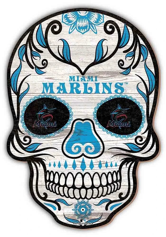 Miami Marlins 12 Inch Sugar Skull Sign