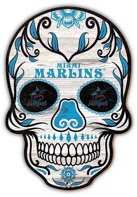 Miami Marlins 12 Inch Sugar Skull Sign