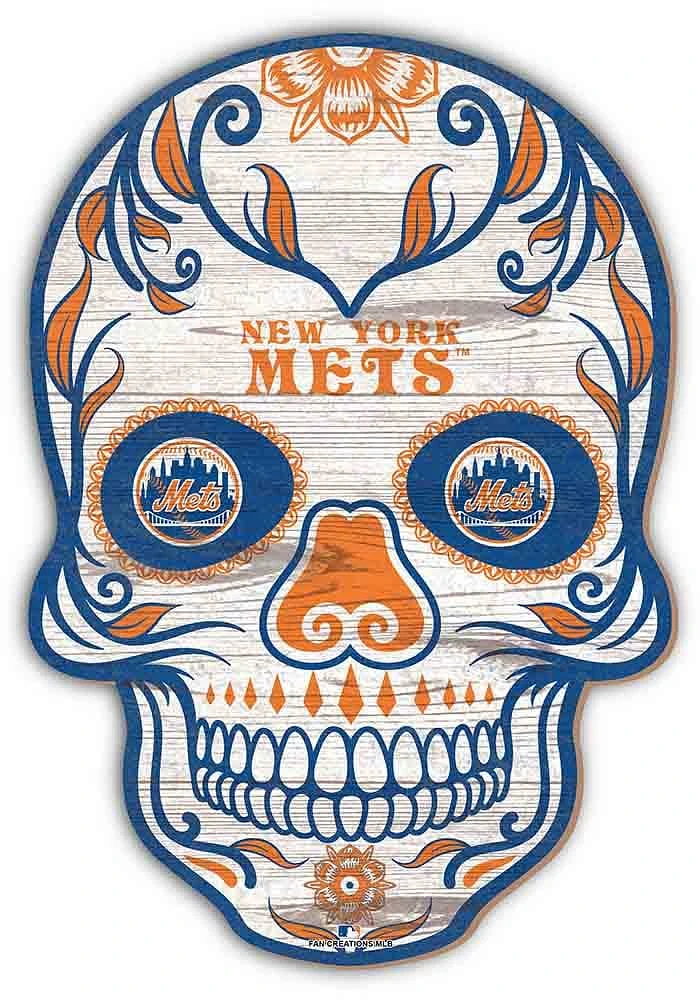 New York Mets 12 Inch Sugar Skull Sign