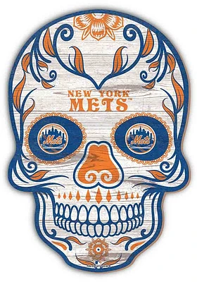 New York Mets 12 Inch Sugar Skull Sign