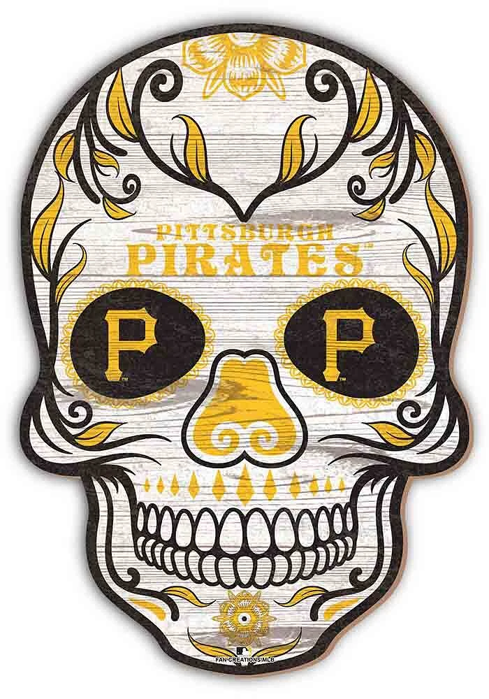 Pittsburgh Pirates 12 Inch Sugar Skull Sign