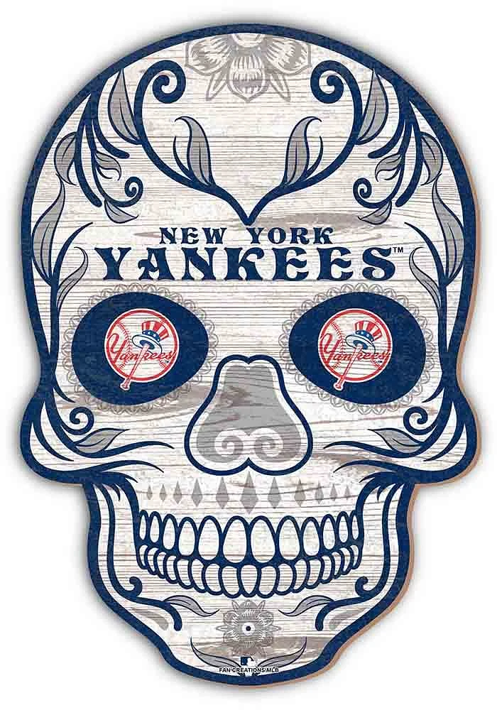 New York Yankees 12 Inch Sugar Skull Sign