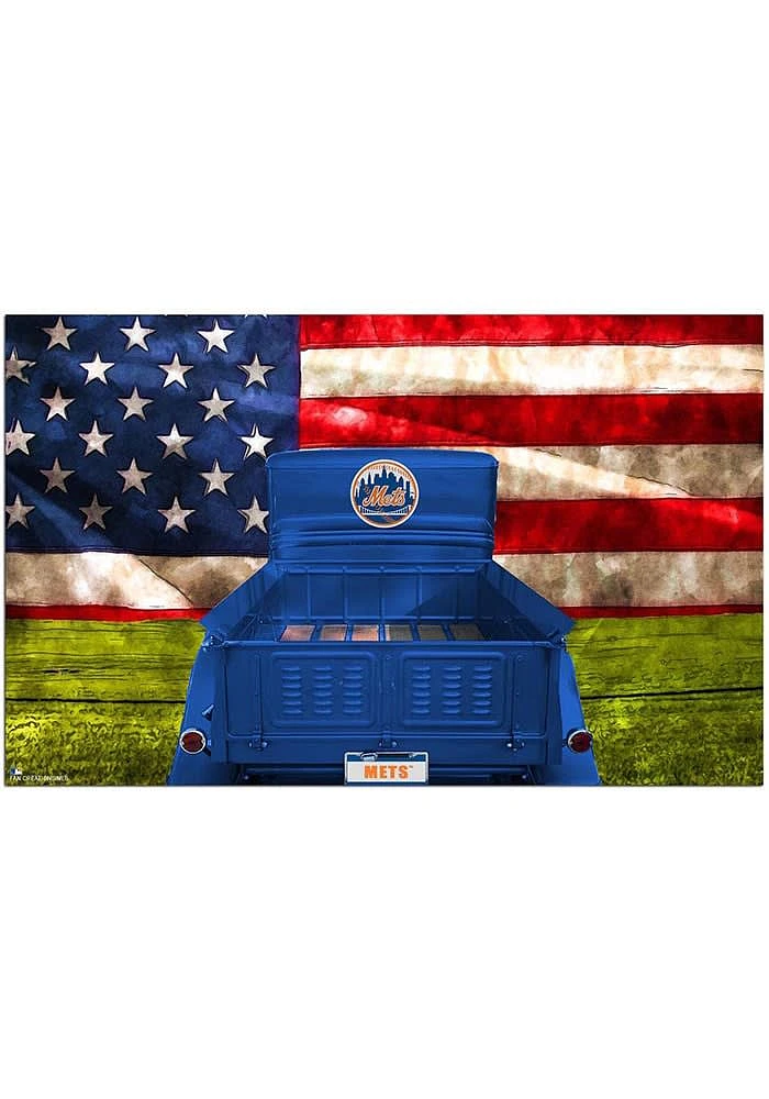 New York Mets Patriotic Retro Truck Sign