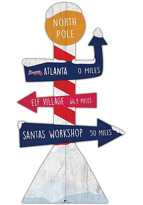 Atlanta Braves Holiday Direction Yard Sign - Blue