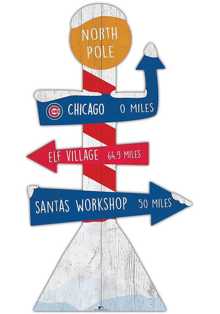 Chicago Cubs Holiday Direction Yard Sign - Blue