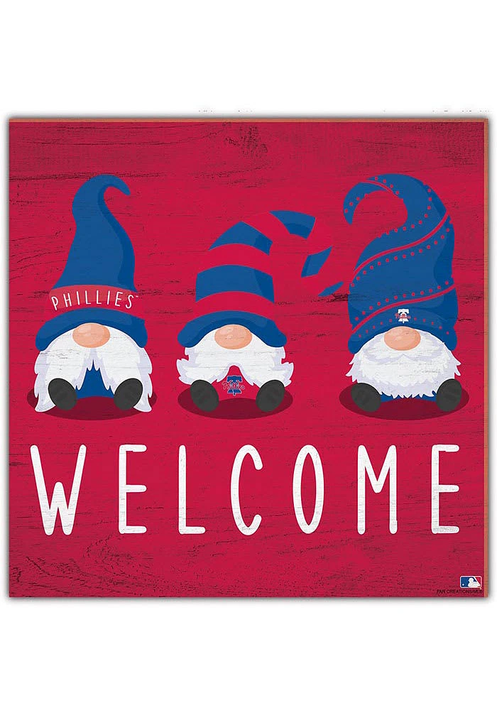 Philadelphia Phillies Welcome Gnomes Sign - Red