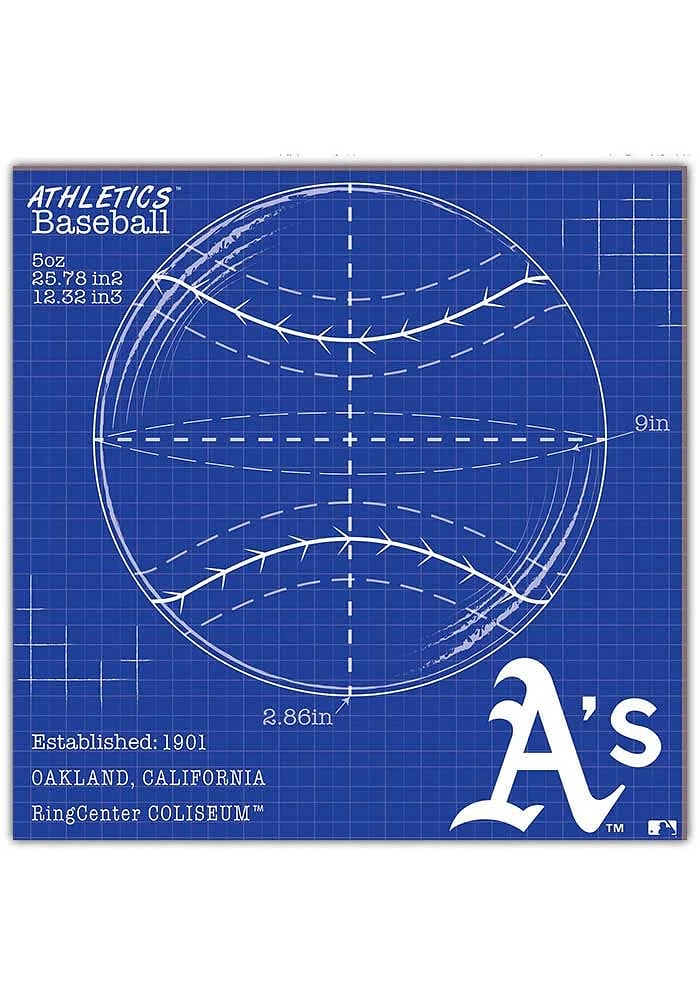 Oakland Athletics Ball Blueprint Sign