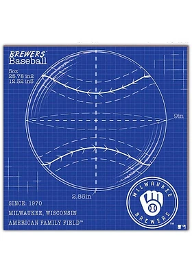 Milwaukee Brewers Ball Blueprint Sign