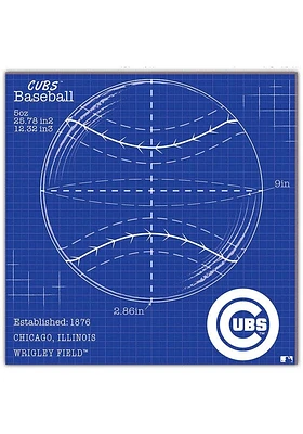 Chicago Cubs Ball Blueprint Sign
