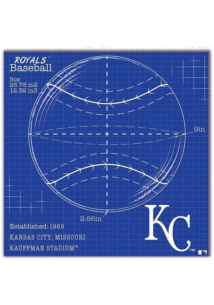 Kansas City Royals Ball Blueprint Sign - Blue