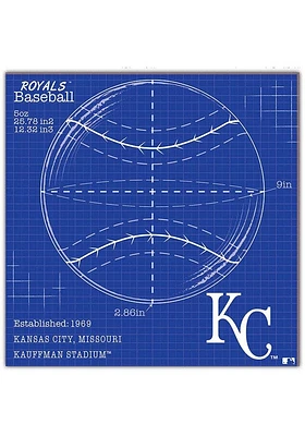 Kansas City Royals Ball Blueprint Sign - Blue