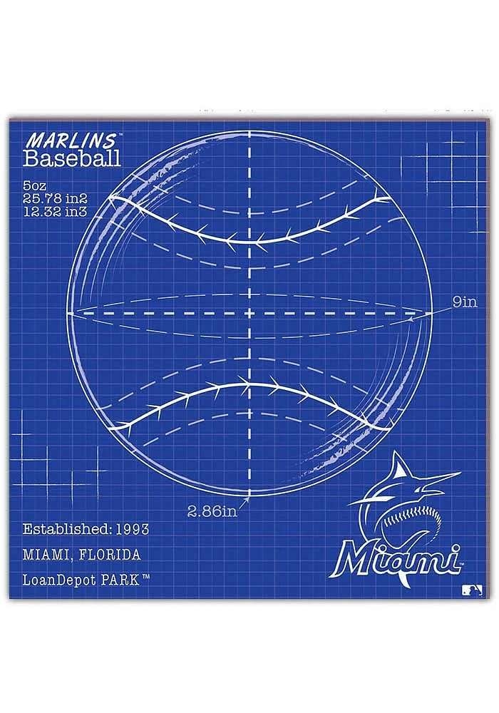 Miami Marlins Ball Blueprint Sign