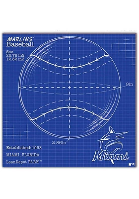 Miami Marlins Ball Blueprint Sign