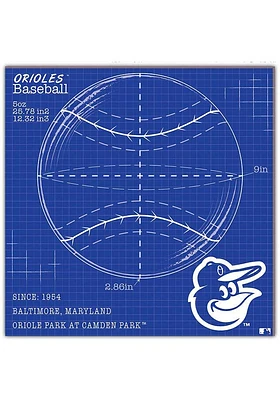 Baltimore Orioles Ball Blueprint Sign