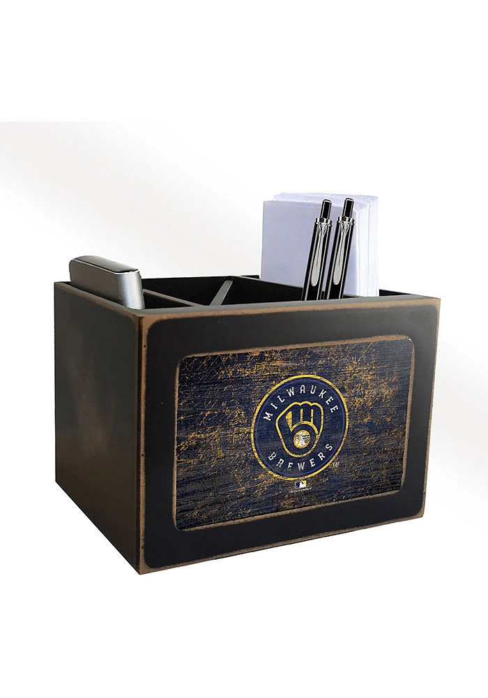 Milwaukee Brewers Distressed Desktop Organizer Desk Accessory
