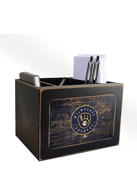Milwaukee Brewers Distressed Desktop Organizer Desk Accessory