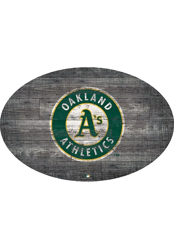 Oakland Athletics 46 Inch Distressed Wood Sign
