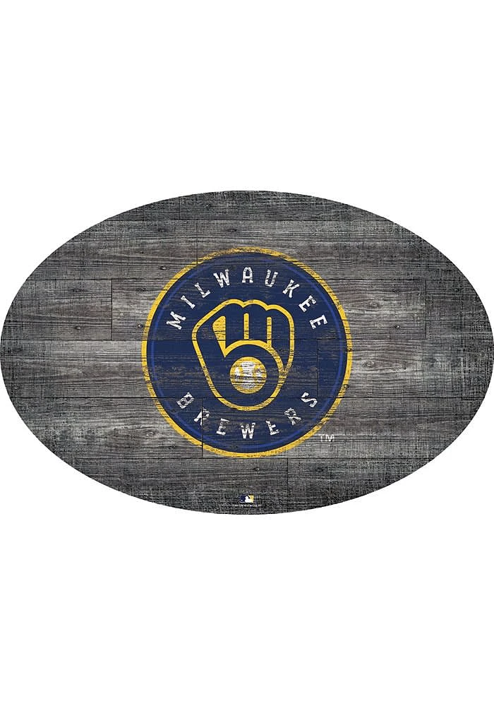 Milwaukee Brewers 46 Inch Distressed Wood Sign