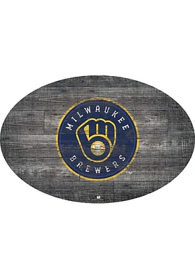 Milwaukee Brewers 46 Inch Distressed Wood Sign