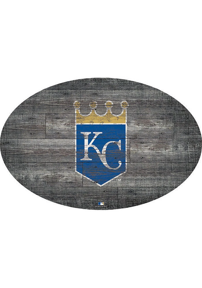 Kansas City Royals 46 Inch Distressed Wood Sign - Blue