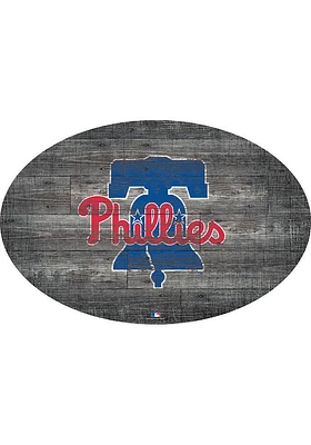 Philadelphia Phillies 46 Inch Distressed Wood Sign - Red