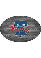 Philadelphia Phillies 46 Inch Distressed Wood Sign - Red
