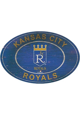 Kansas City Royals 46 Inch Heritage Oval Sign - Blue