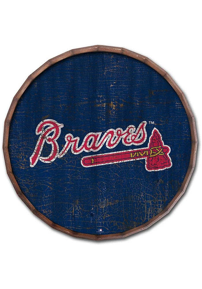 Atlanta Braves Cracked Color 16 Inch Barrel Top Sign
